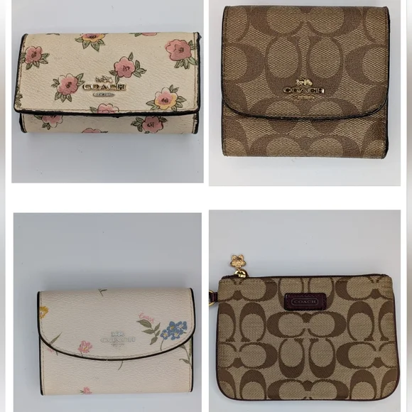 Coach Wallet Bundle Floral Bifold KeyCase Jacquard Wristlet Signature Canvas Lot - Picture 2 of 16